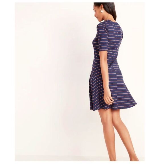 Striped Rib-Knit Fit & Flare Dress- TALL - Picture 16 of 16
